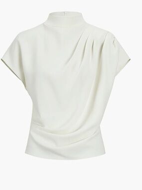 Commense Cream Short Sleeve Mock Neck Top
